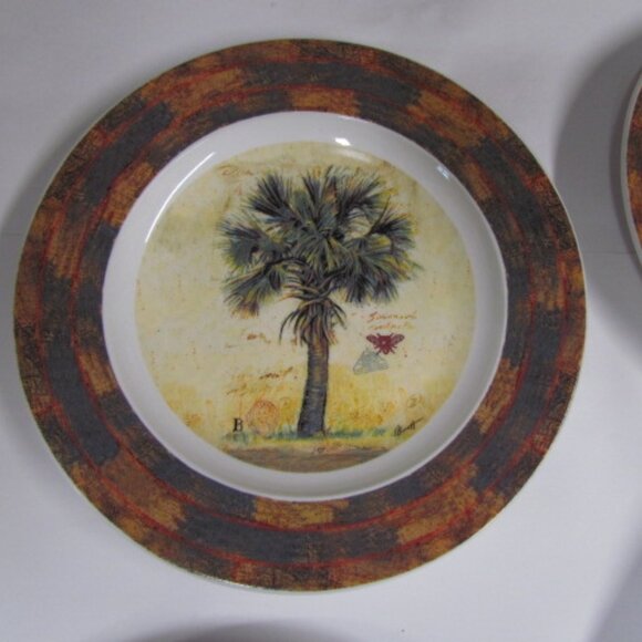 Palm Trees Tropical design 4 Lunch Dessert Plates 8.5” - Picture 2 of 7